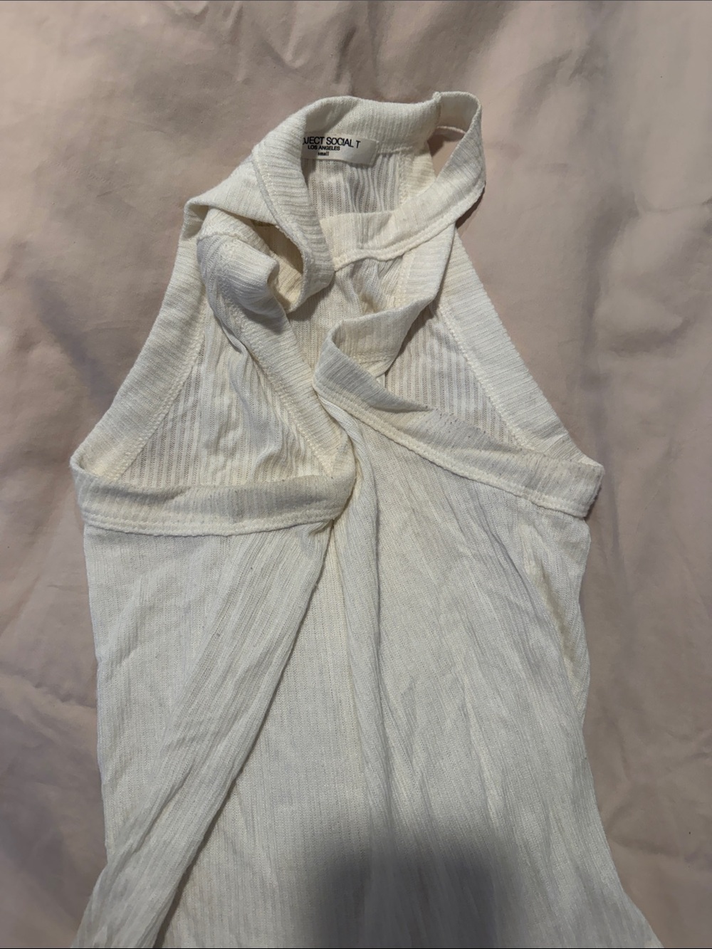 Project Social T White Ribbed Halter Tank - Picture 3 of 5